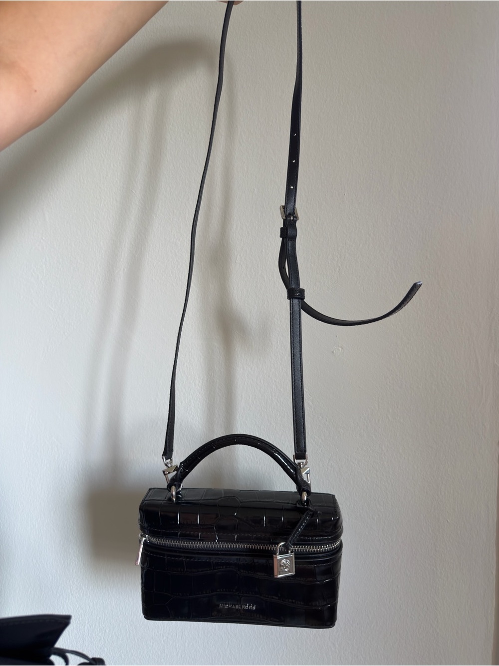 Michael Kors Black Croc-Embossed Mini Vanity Crossbody - Picture 2 of 3